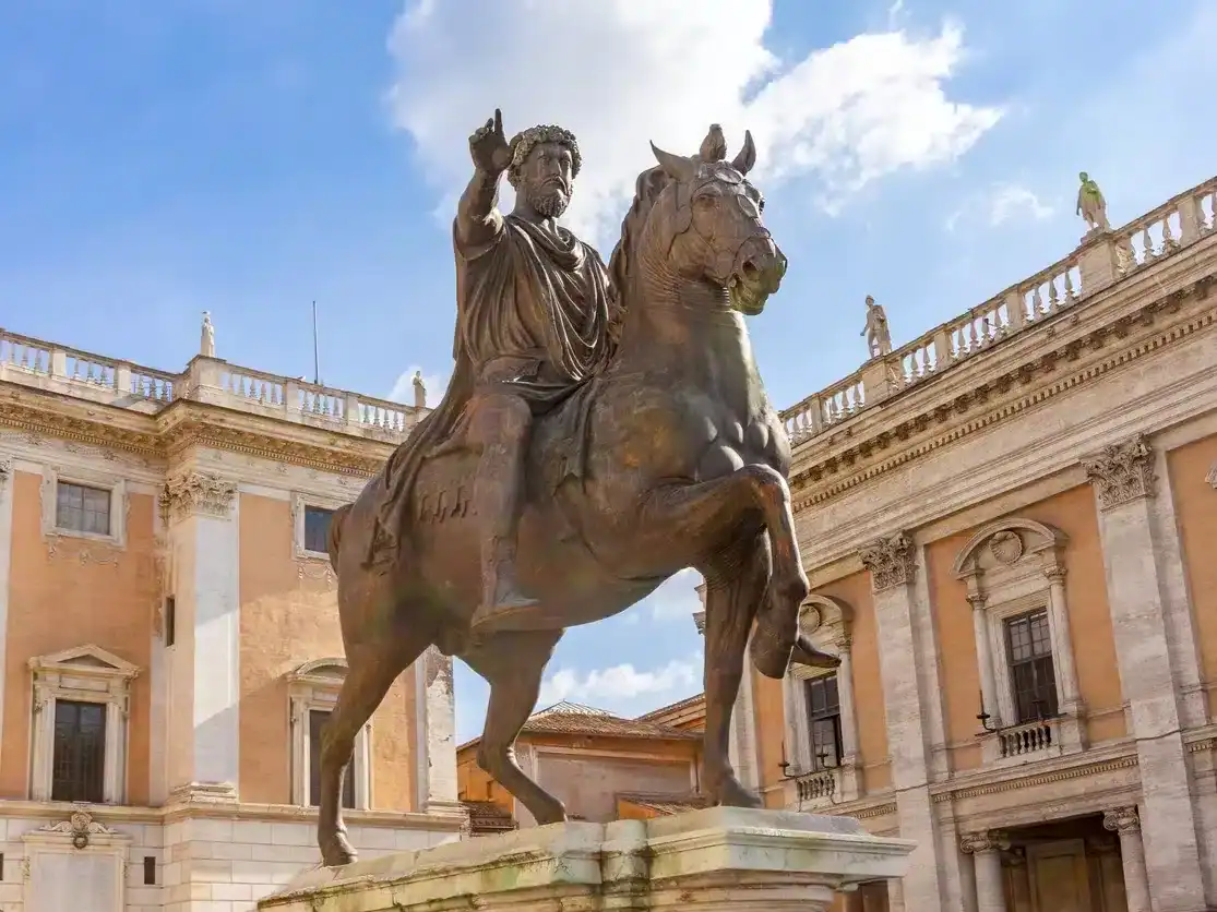 Statue of Marcus Aurelius on Capitoline Hill in Rome, Italy