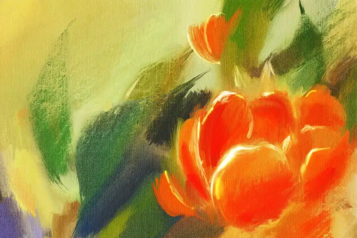 Floral background with space for text. Acrylic painting. Hand drawn illustration.